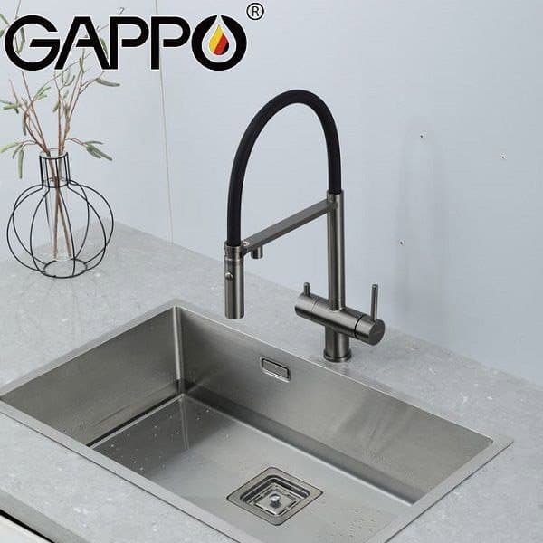 Смеситель для кухни под фильтр Gappo (Гаппо) G4397-89 оружейная сталь,черный