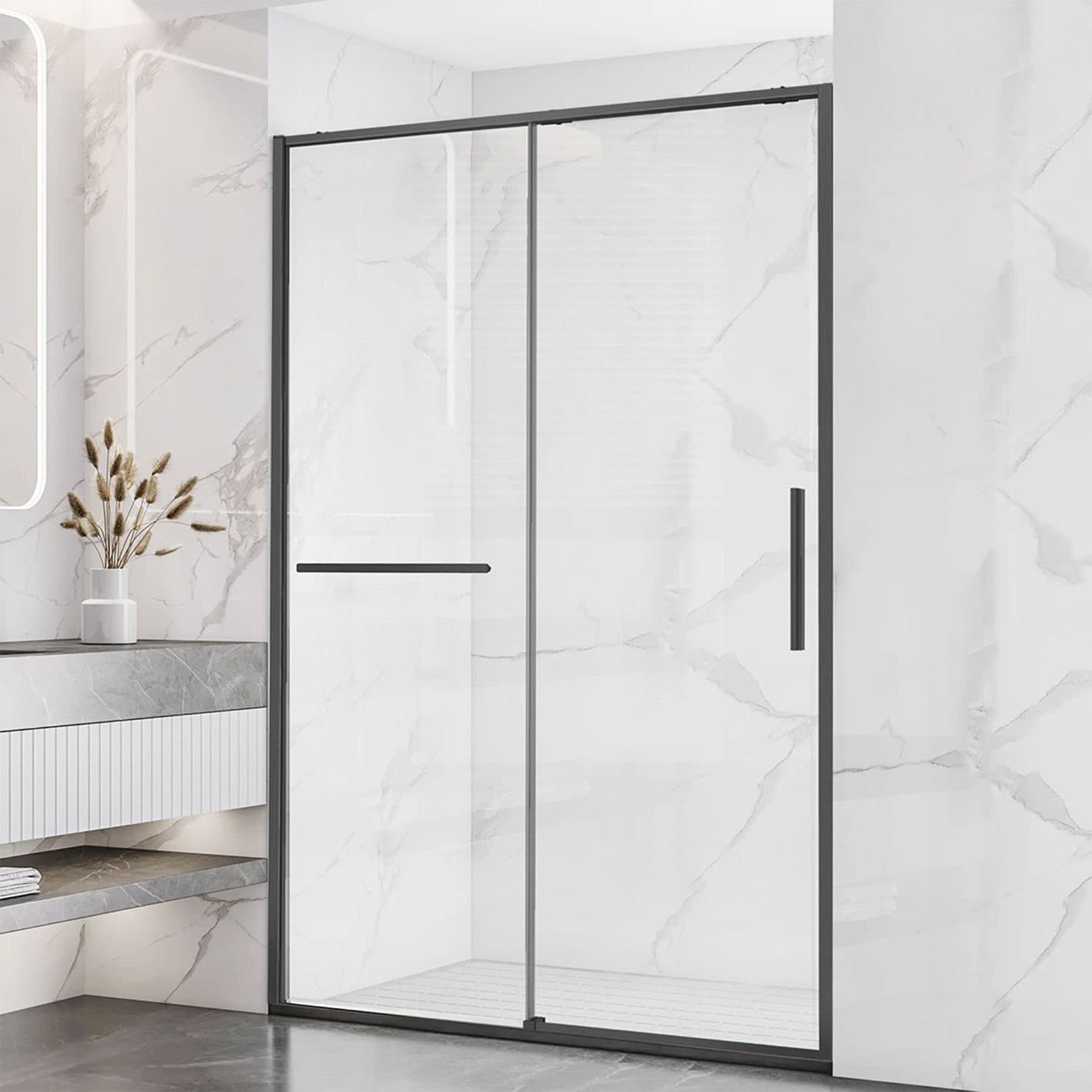 Душевая дверь Vincea (Винчея) Slim Soft VDS-1SS110CLGM, 1100, вороненая сталь, стекло прозрачное