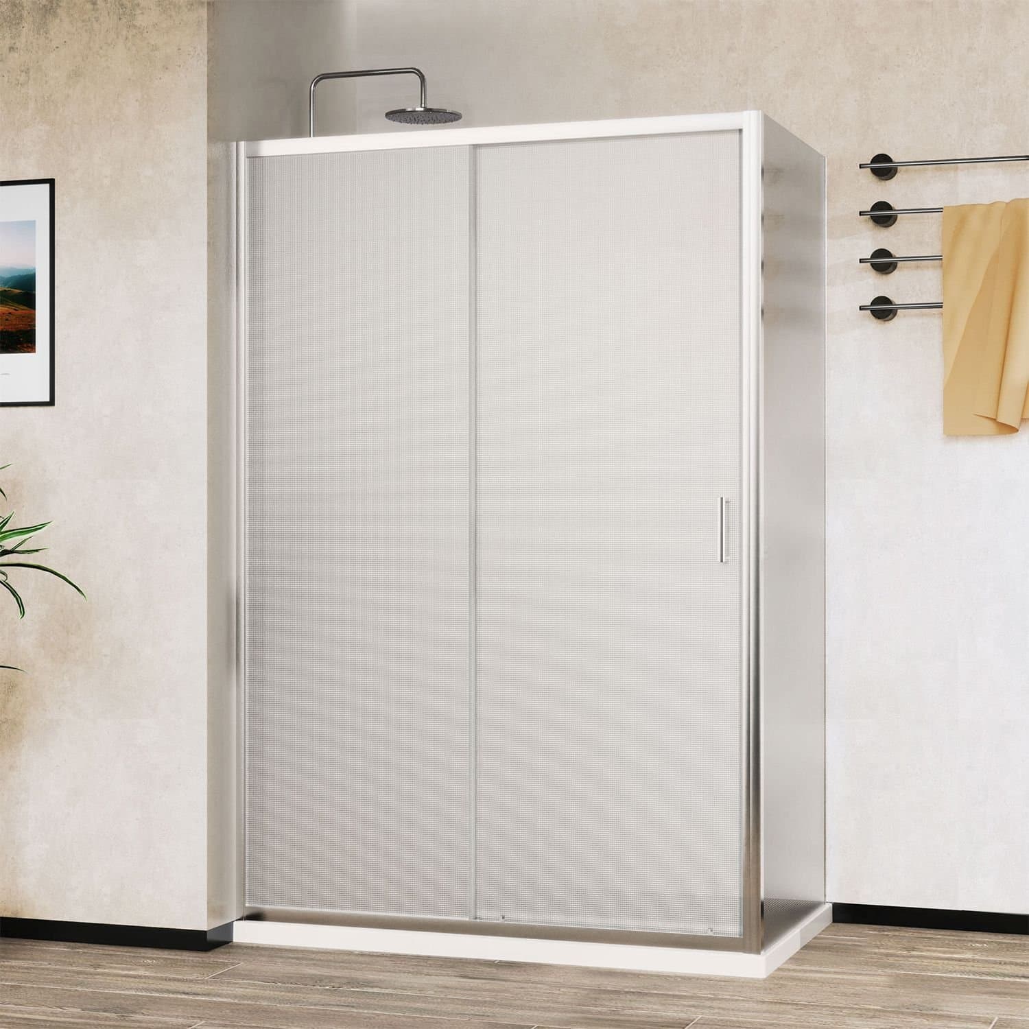Душевой уголок Vincea (Винчея) City VSR-5CT9012MT, 1200х900 мм (габариты площадки) хром, стекло текстурное