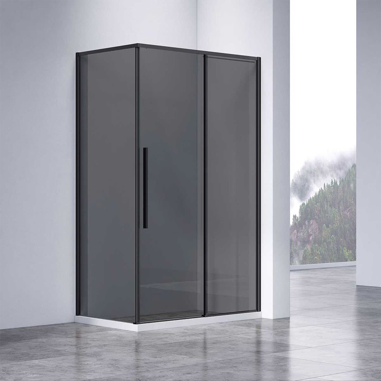 Душевой уголок Vincea (Винчея) Slim-N VSR-4SN8013CGB, 1300х800 мм, черный, стекло тонированное