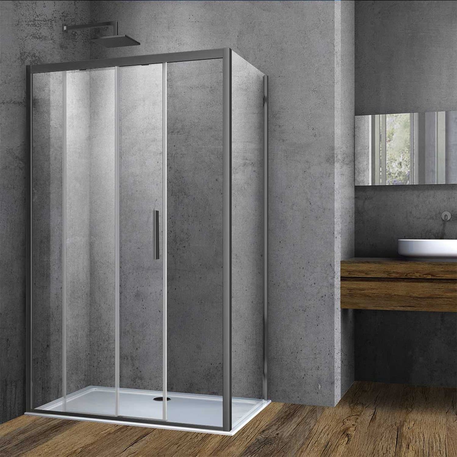 Душевой уголок Vincea (Винчея) Soft VSR-3SO9012CLGM, 1200х900 мм, вороненая сталь, стекло прозрачное