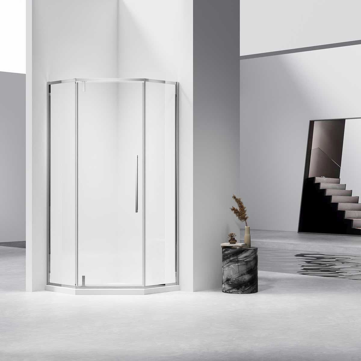 Душевой уголок Vincea (Винчея) Slim-N, 900х900 мм (габариты площадки) , хром, стекло прозрачное VSP-4SN900CL