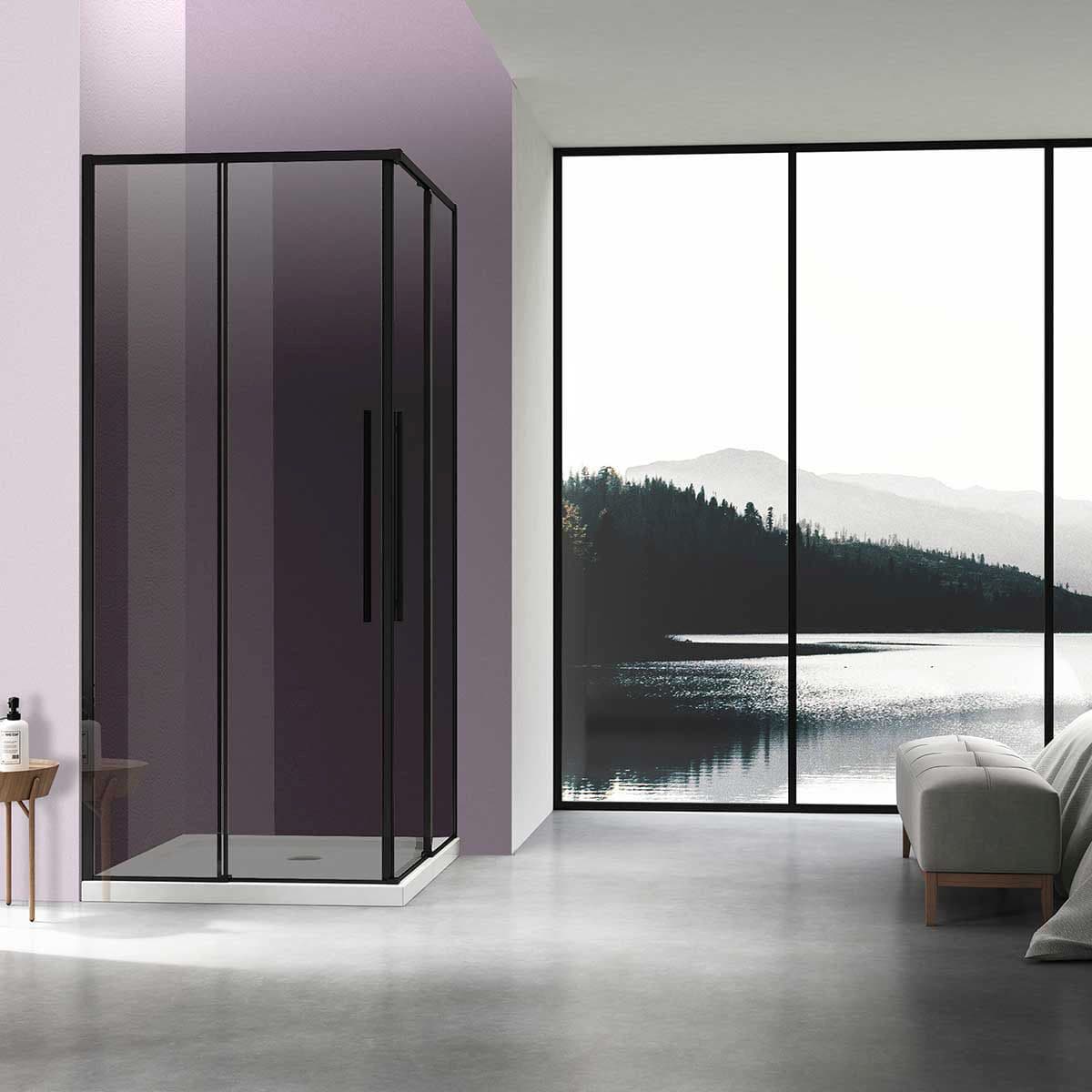 Душевой уголок Vincea (Винчея) Slim-N, 1000х800 мм (габариты площадки) , черный, стекло тонированное VSS-4SN8010CGB
