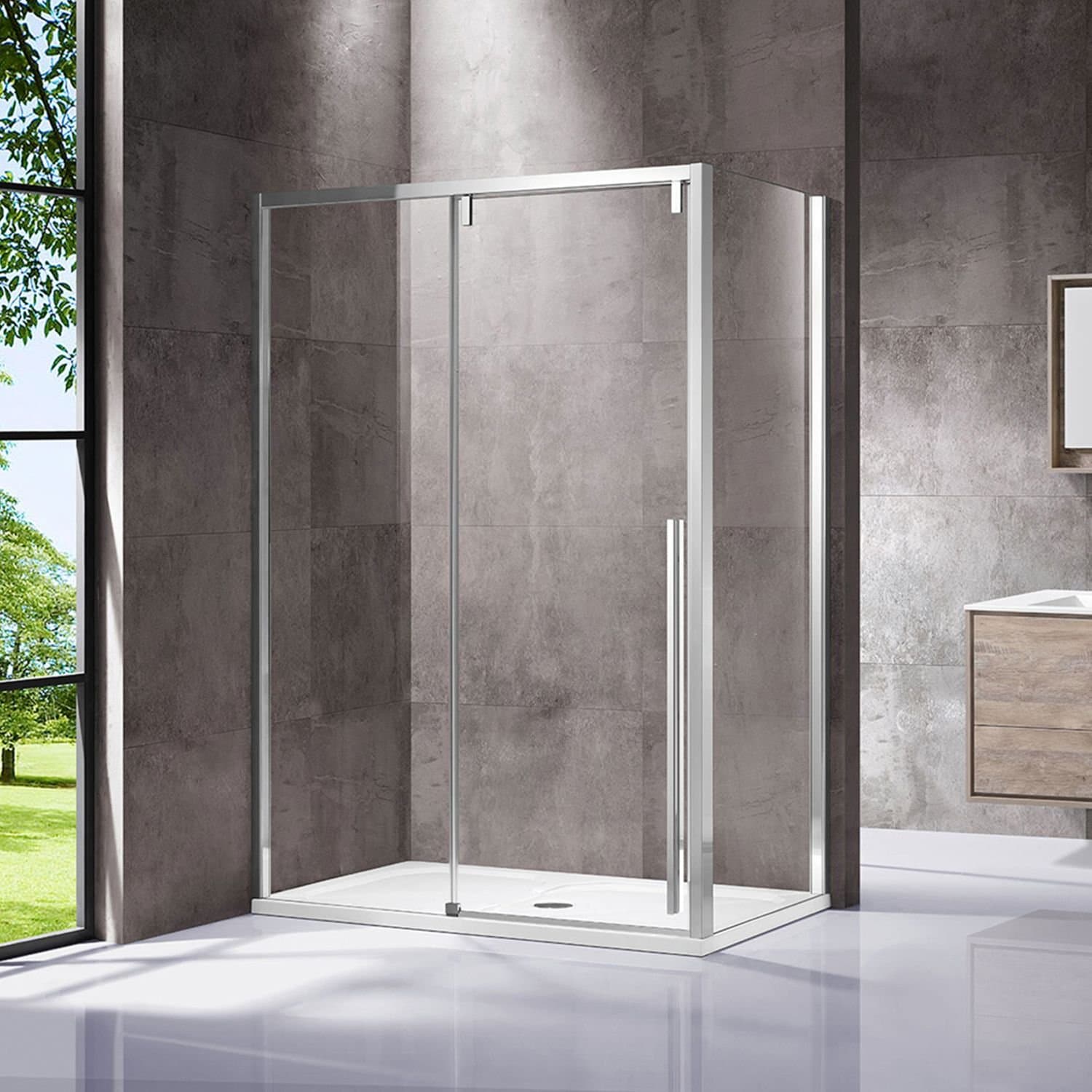 Душевой уголок Vincea (Винчея) Lugano VSR-1L1016CL-1, 1600х1000 мм (габариты площадки) хром, стекло прозрачное