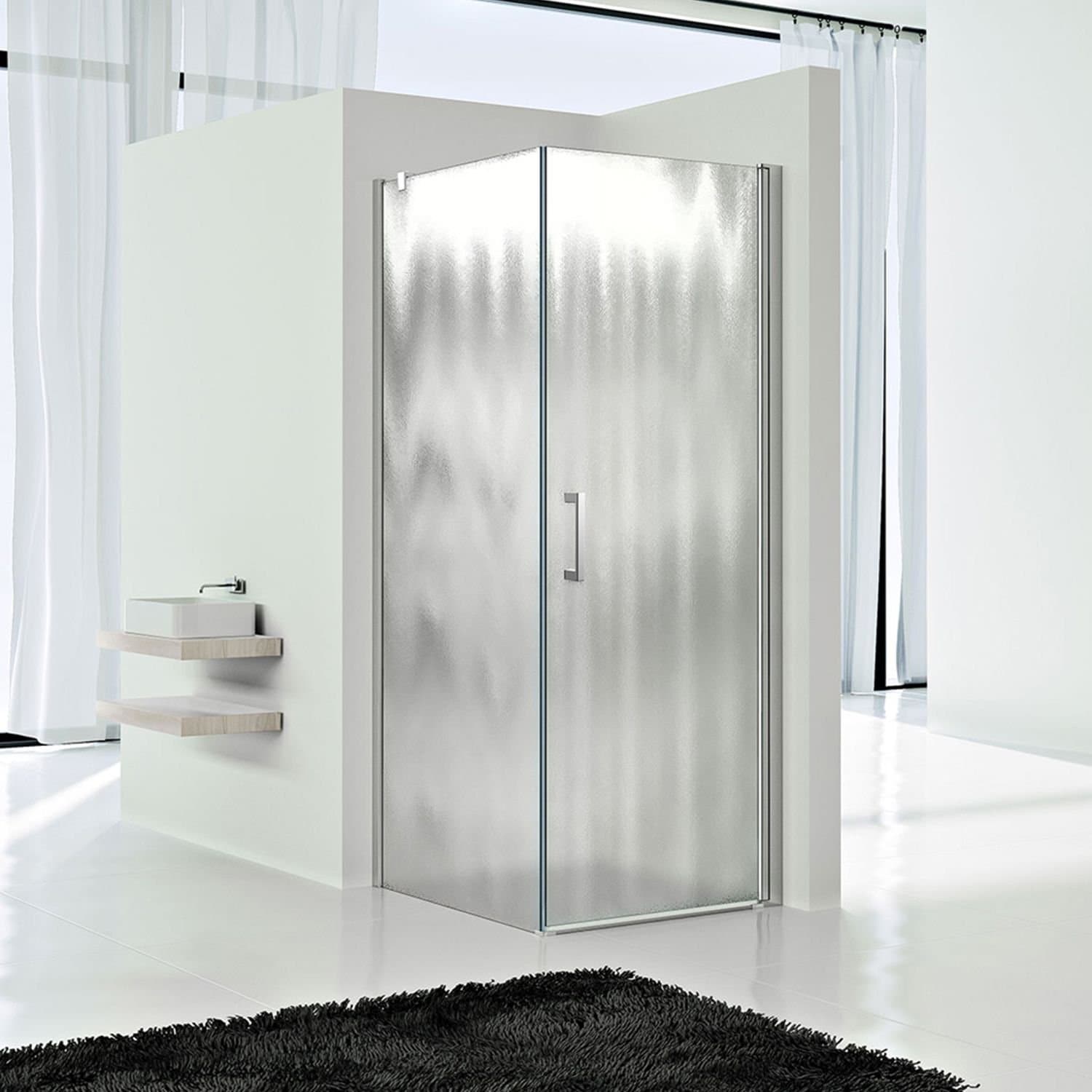 Душевой уголок Vincea (Винчея) Orta VSR-1O9090CH-L, 900х900 мм (габариты площадки) хром, стекло шиншилла, левый