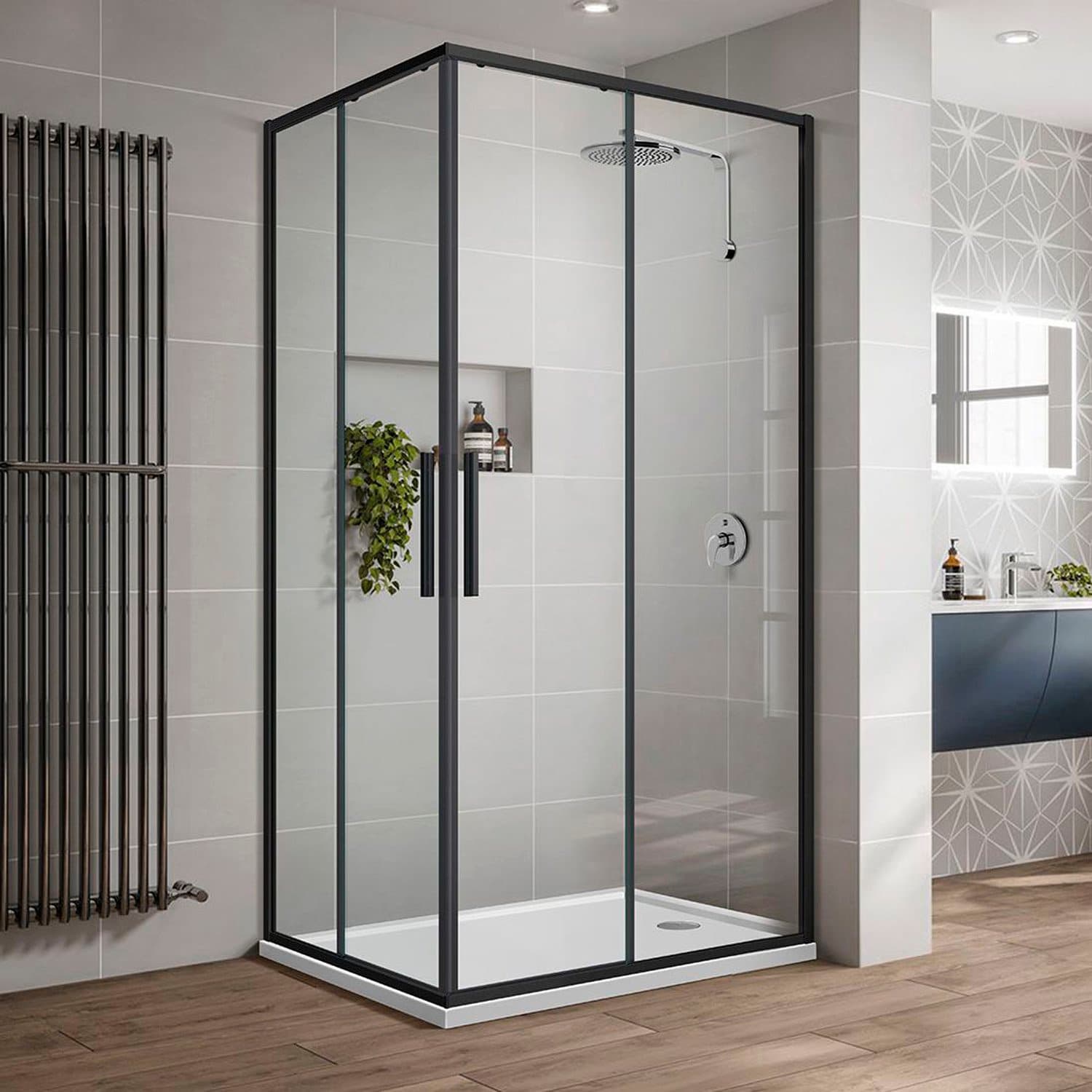 Душевой уголок Vincea (Винчея) Slim-U 1000х800 мм (габариты площадки) стекло прозрачное VSS-2SU8010CLB