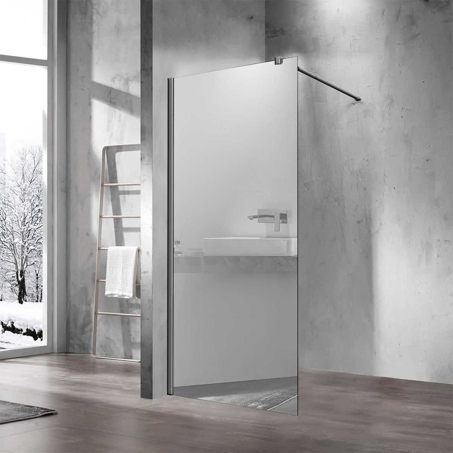 Душевая перегородка Vincea (Винчея) Walk-In VSW-1H800MRGM, 800х2000, вороненая сталь, стекло зеркальное