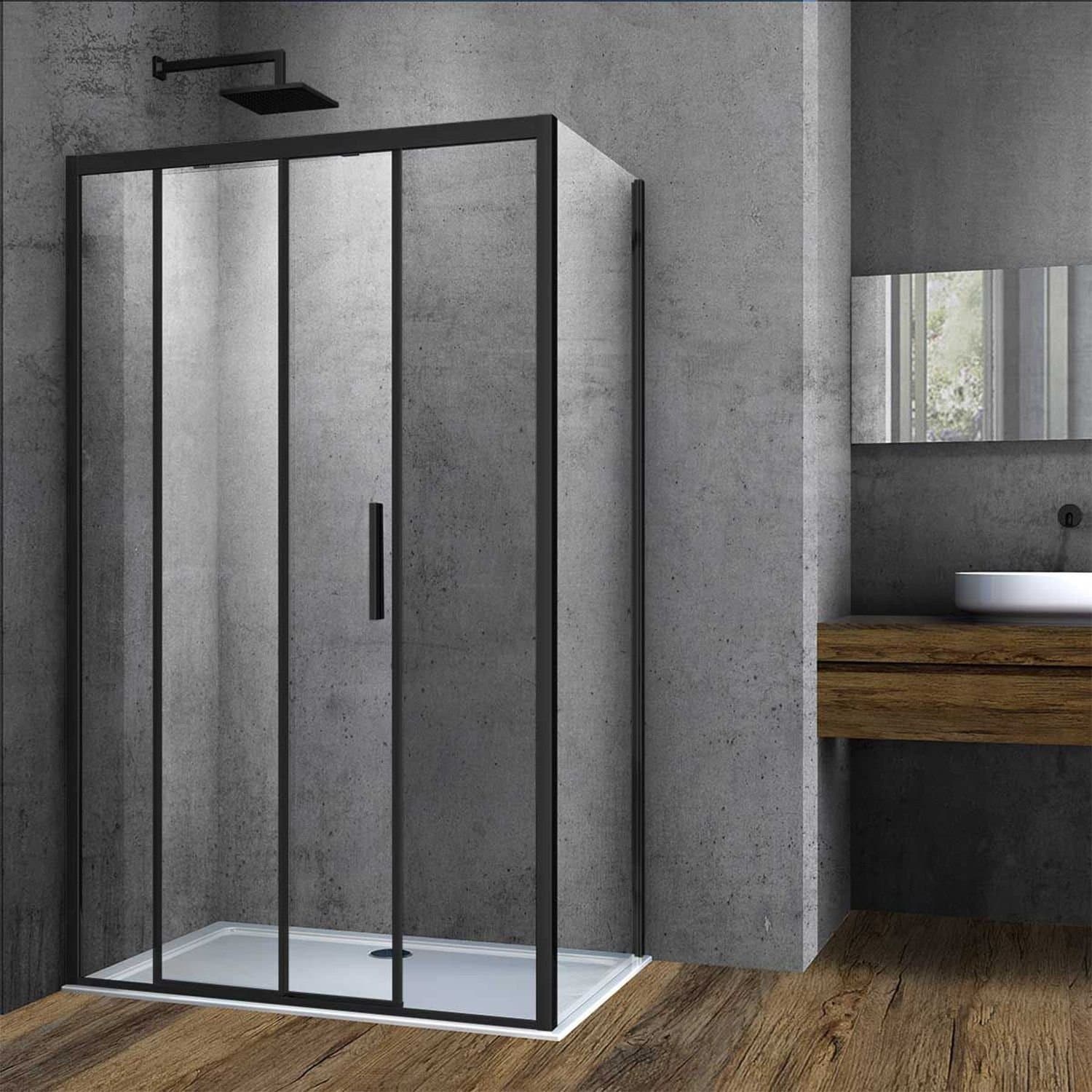 Душевой уголок Vincea (Винчея) Soft VSR-3SO9011CLB 900х1100 мм (габариты площадки) черный, стекло прозрачное