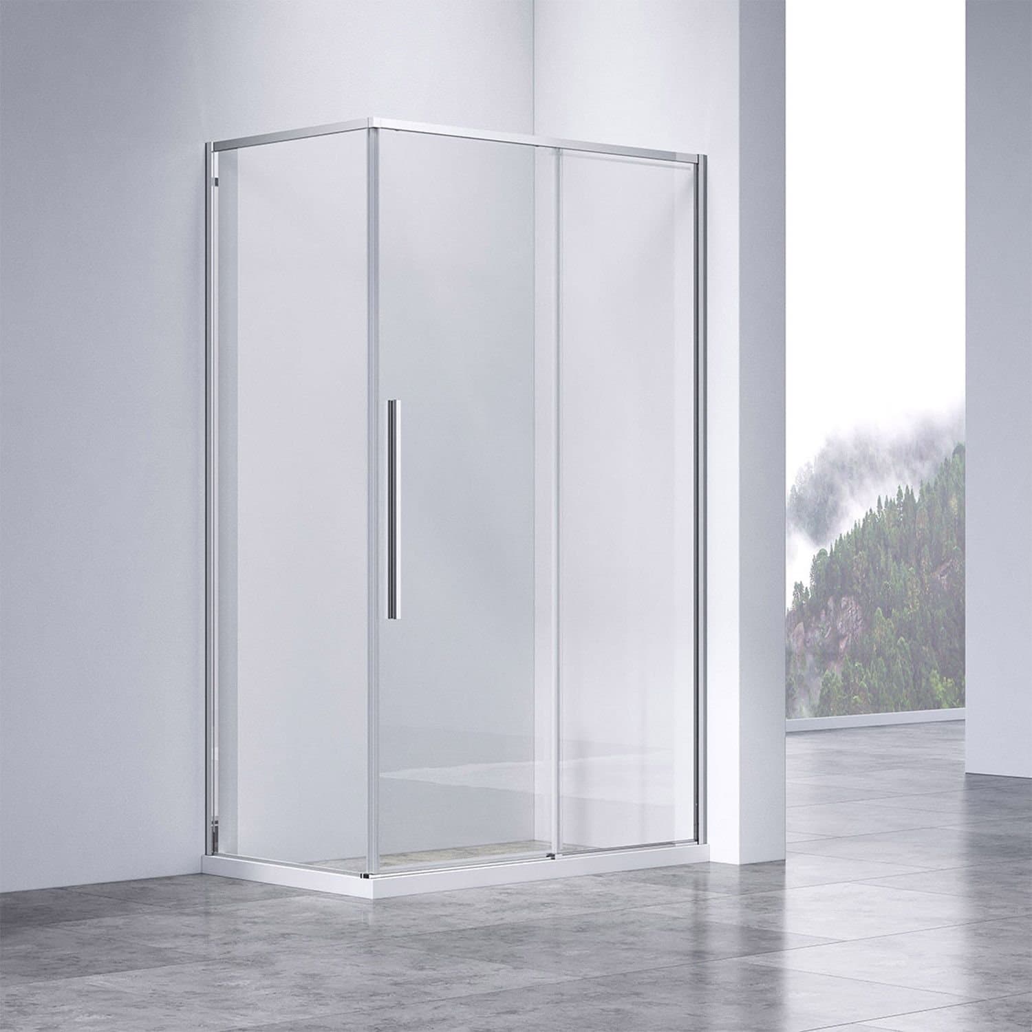 Душевой уголок Vincea (Винчея) Slim-N VSR-4SN8014CL, 1400х800 мм (габариты площадки) хром, стекло прозрачное
