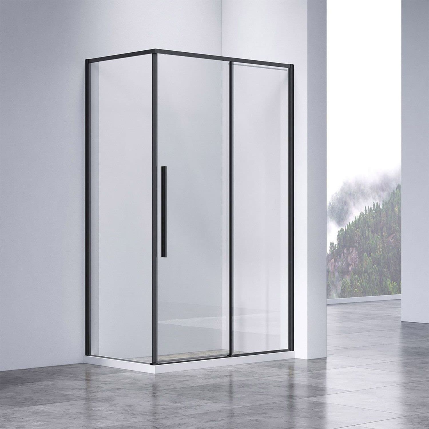 Душевой уголок Vincea (Винчея) Slim-N VSR-4SN9011CLB, 1100х900 мм (габариты площадки) черный, стекло прозрачное