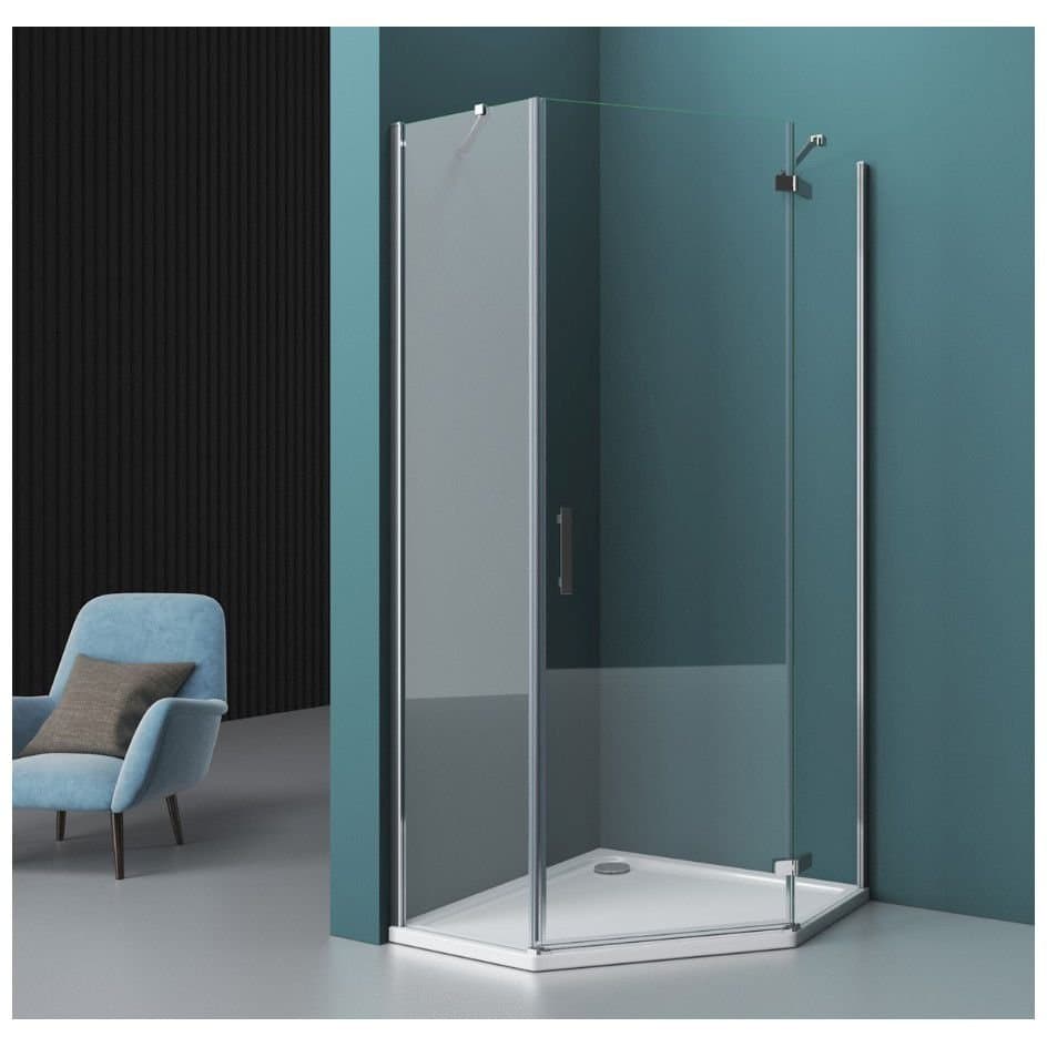 Душевой уголок BelBagno (Бельбагно) KRAFT-P-1-90-C-Cr-R хром, стекло прозрачное 6 мм (900х1950х900)