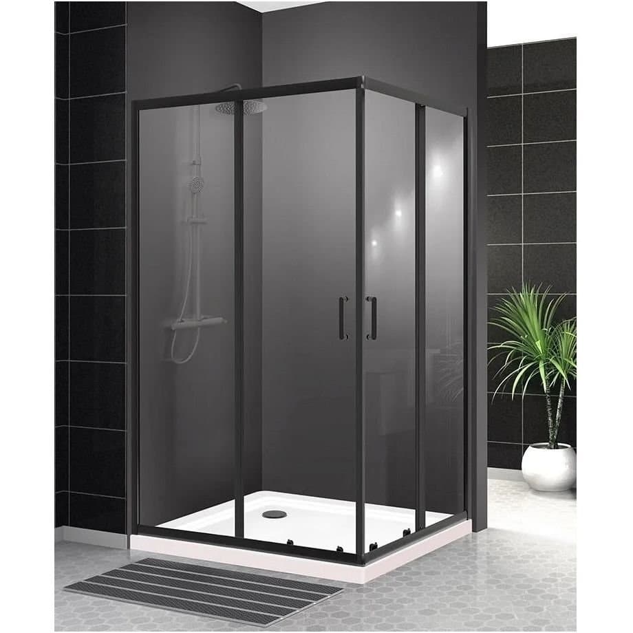 Душевой уголок BelBagno (Бельбагно) UNO-195-AH-2-100/80-C-NERO черный матовый стекло прозрачное 5 мм (1000х1950х800)
