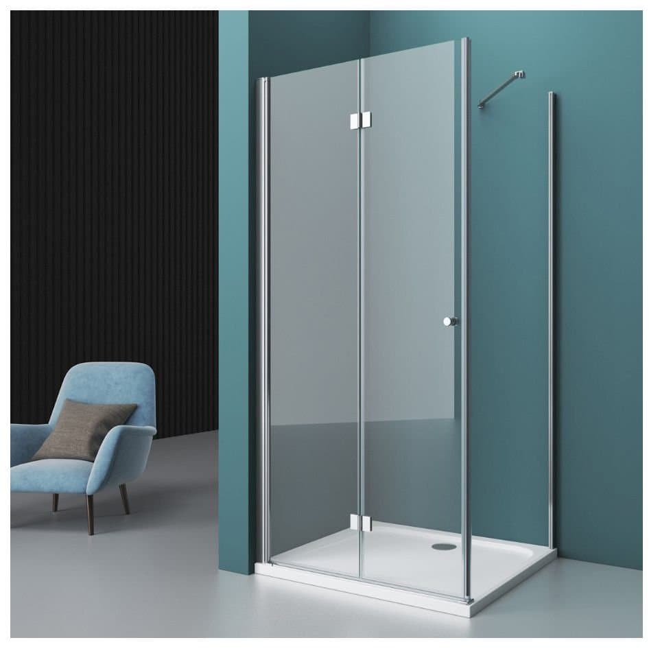 Душевой уголок BelBagno (Бельбагно) ALBANO-ASH-1-80/100-C-Cr хром, стекло прозрачное 6 мм (800х1950х1000)