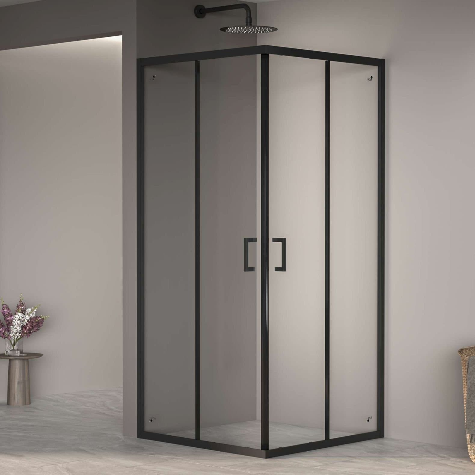 Душевой уголок RGW (РГВ) Passage 80x80x195 PA-030-B квадратный, черный цвет, прозрачное стекло 6 мм, EasyClean (3508103088-14)