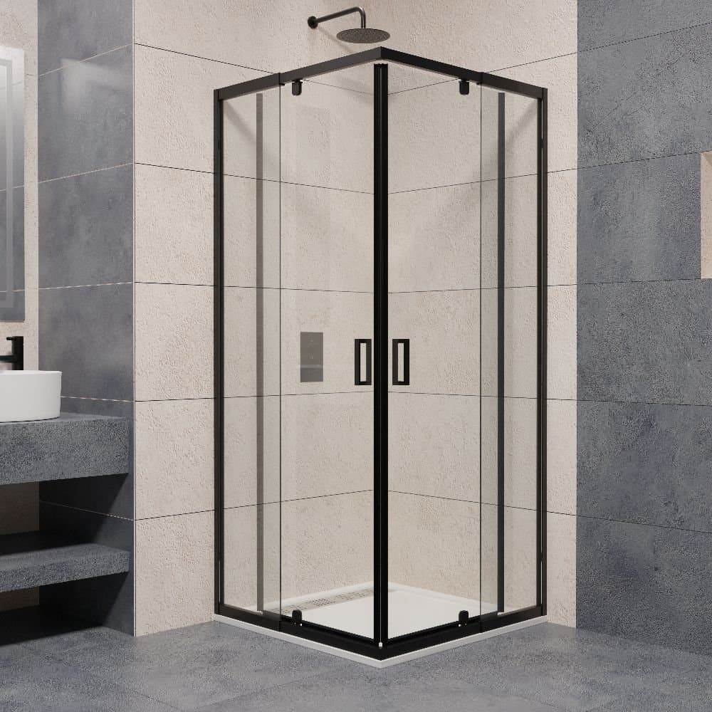 Душевой уголок RGW (РГВ) Passage 90-100x90-100x195 см PA-038-B квадратный, черный цвет, прозрачное стекло 6 мм, EasyClean (350803899-14)