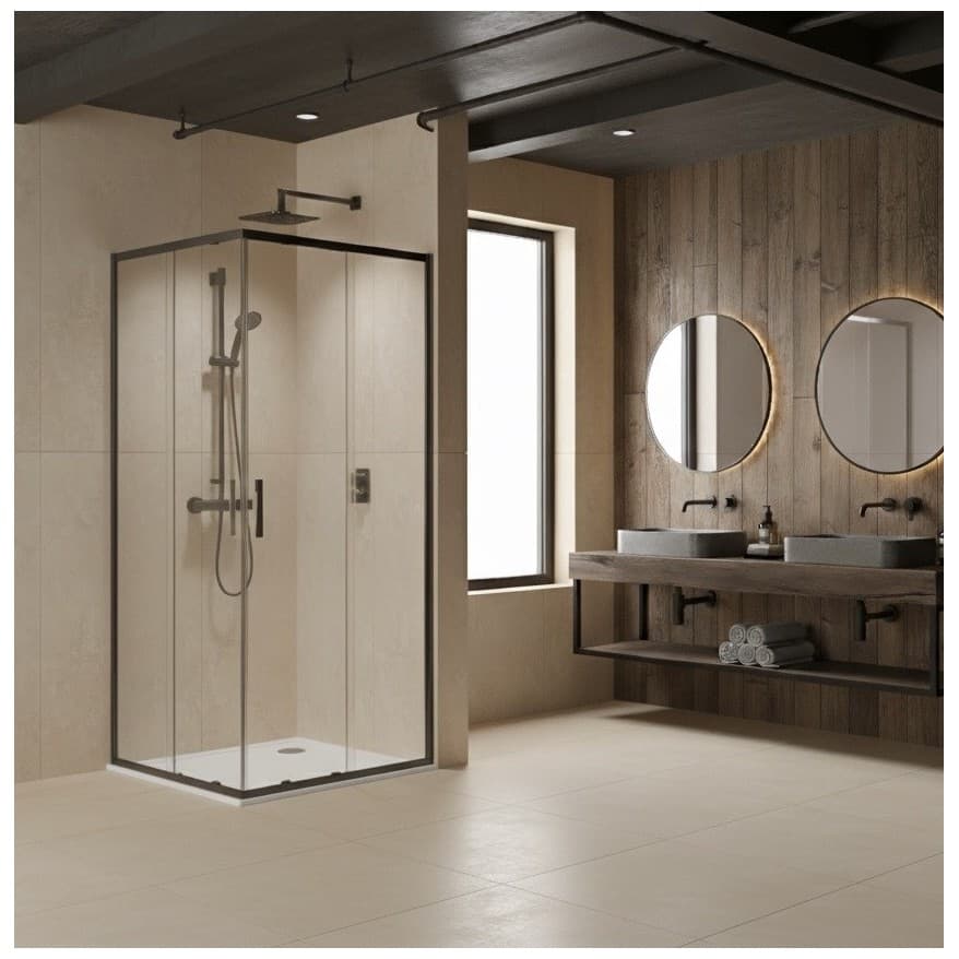 Душевой уголок Керамалюкс темно-серый 900х1200х1900 мм CL902BGG-9012 DARK GREY, Ceramalux