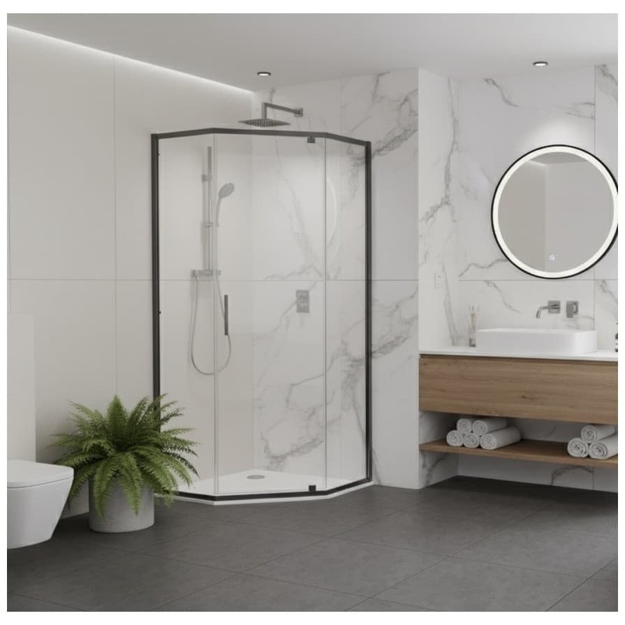 Душевой уголок Керамалюкс серый 900х900х1900 мм CL1006QG-90 GREY, Ceramalux