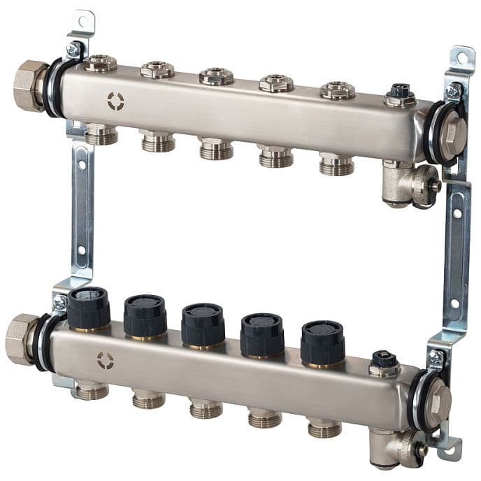 Коллекторный блок Oventrop (Овентроп) Multidis SHR, PN 10, 9 х G 3/4 с регулирующими вентильными вставками (140650059)