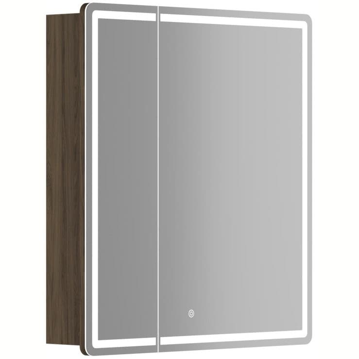 Зеркальный шкаф для ванной комнаты Sancos (Санкос) Mirror 690х150х740 мм, с LED подсветкой, цвет дуб чарльстон, с розеткой, (MI70ECH)