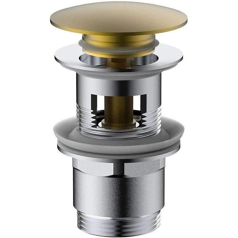 Донный клапан Vincea (Винчея) DPU-1B01BG клик-клак G1 1/4, с переливом, брашированное золото