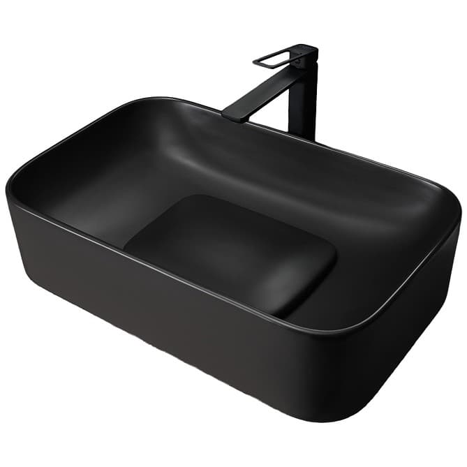 Раковина накладная Gid Geomtrico 61x38x15см, Bm9598 53365, черный матовый