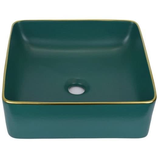 Раковина накладная Bronze de Luxe (Бронз Де Люкс) Golden Meadow, 400х400х115 мм, зеленый (1063)