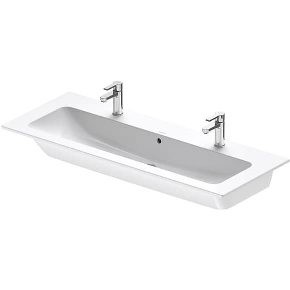 Раковина Duravit (Дуравит) ME by Starck подвесная 123х49 см, с площадкой, 2 отверстия, цвет: белый 2361120024
