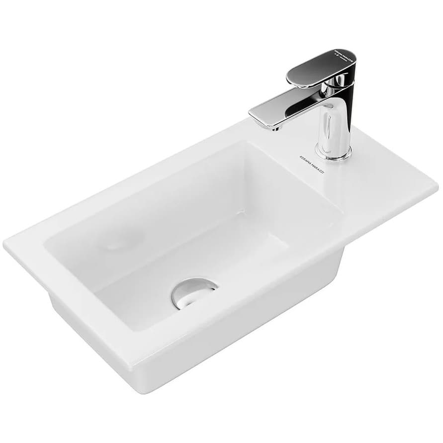 Раковина Kerama Marazzi (Керама Марацци) Lato, встраиваемая сверху, 50х27х14,9 см, с 1 отверстием, цвет: белая глянцевая, LA.wb.50