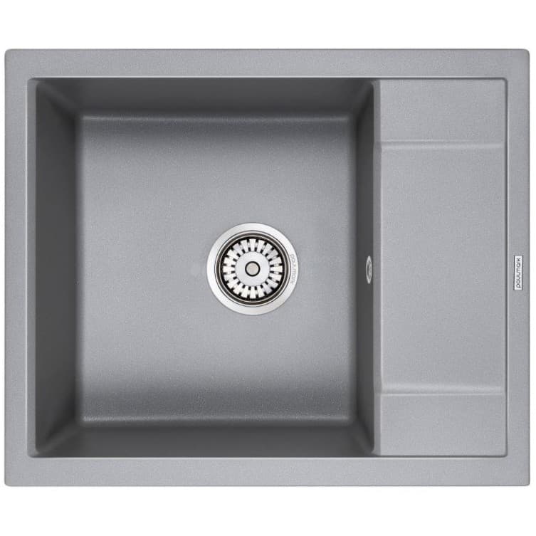 Мойка кухонная Paulmark (Паульмарк) кварцевая 1 чаша, с крылом, Optimum PM216050-GRM Серый металик 500х600