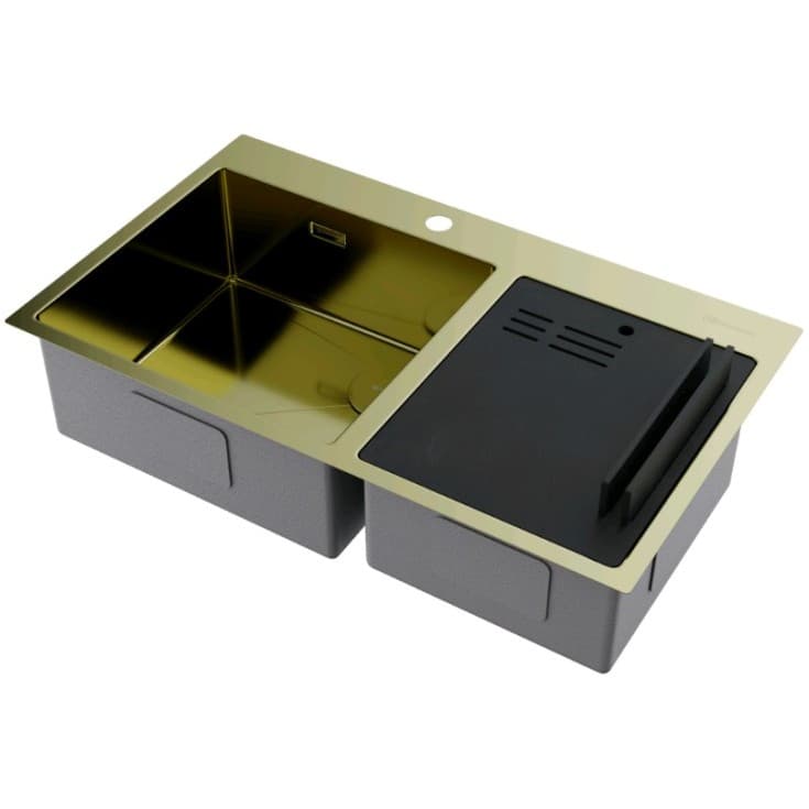 Мойка кухонная Омоикири Akisame Side золотистая 860х510х210 мм 4997048, Omoikiri