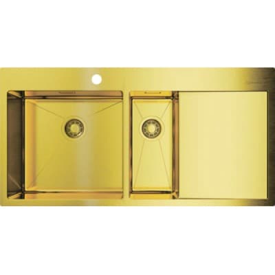 Мойка кухонная прямоугольная Omoikiri (Омойкири) Akisame 100-2-LG-L светлое золото (4973089)