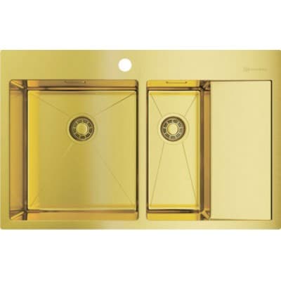 Мойка кухонная прямоугольная Omoikiri (Омойкири) Akisame 78-2-LG-L светлое золото (4973087)
