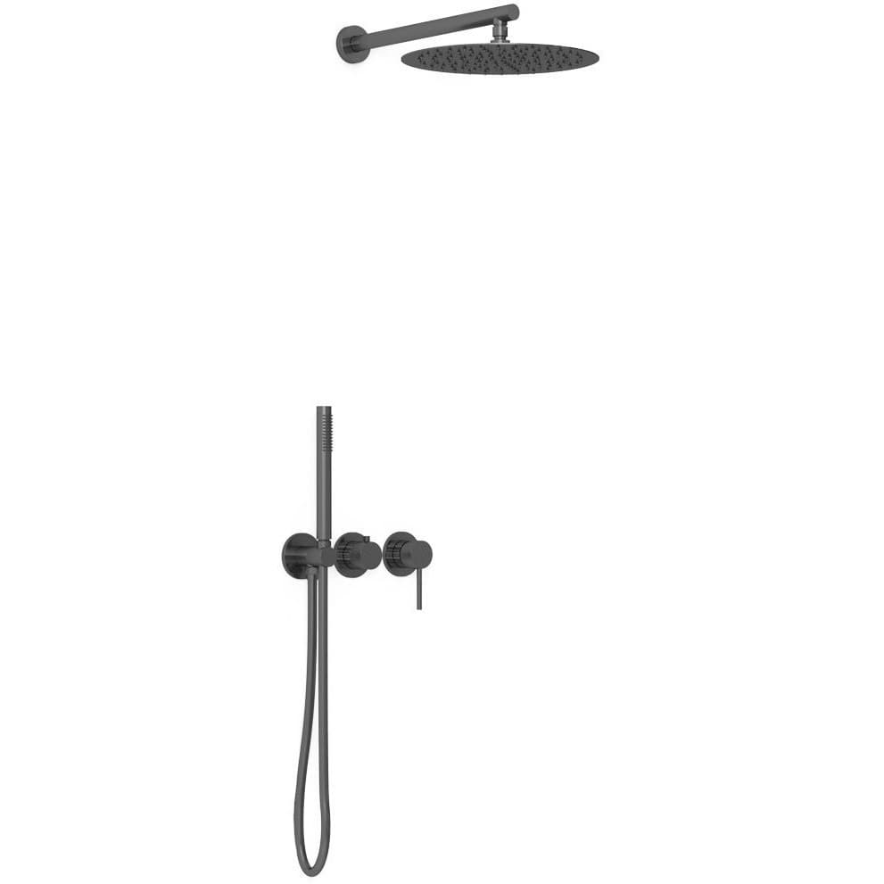 Душевой комплект Vincea (Винчея) Groove VSFW-4G01GM встраиваемый, 2 режима, 30см верх душ, вороненая сталь