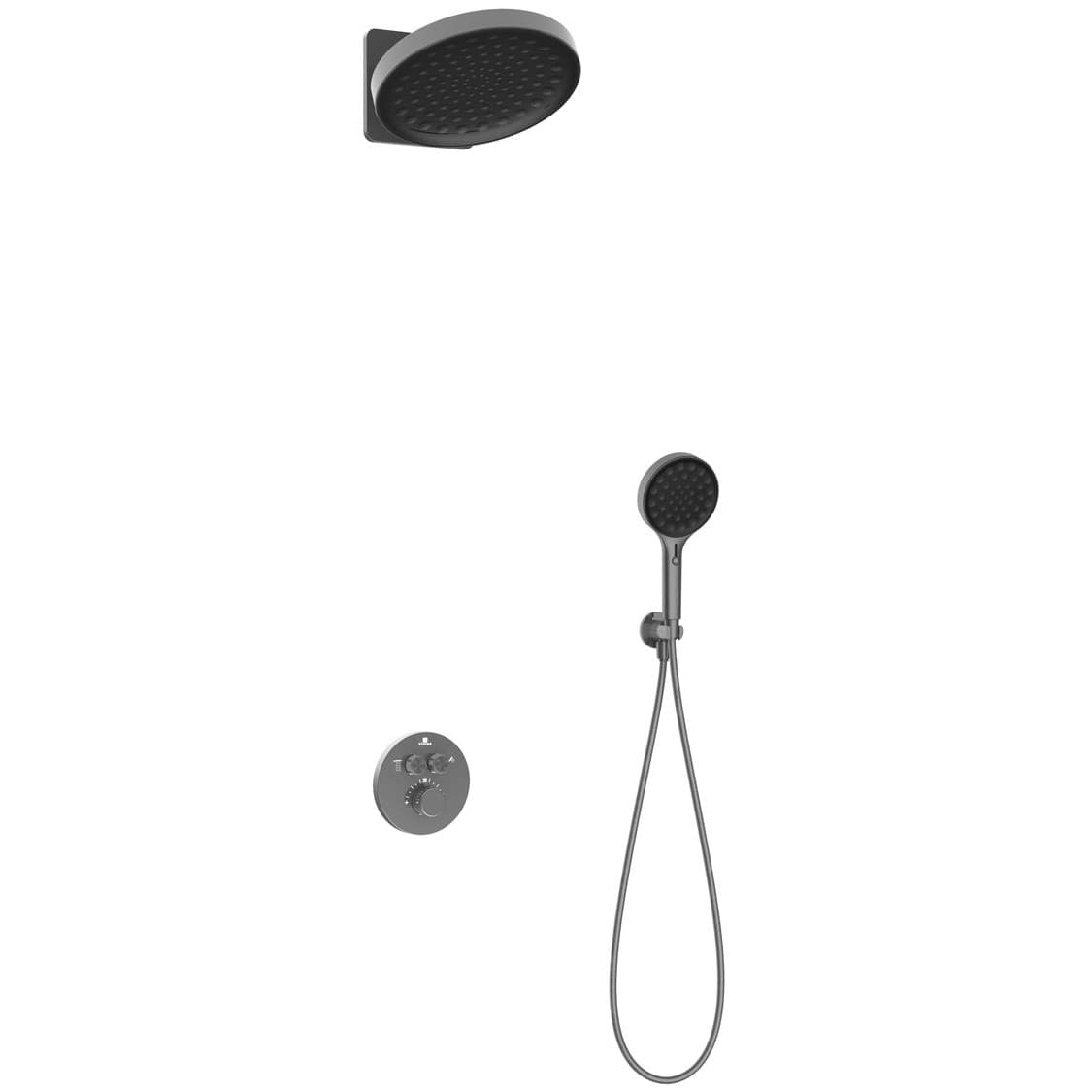 Душевой комплект Vincea (Винчея) Inspire VSFW-3I22MT3GM встраиваемый, термостат, двухрежимный, вороненая сталь