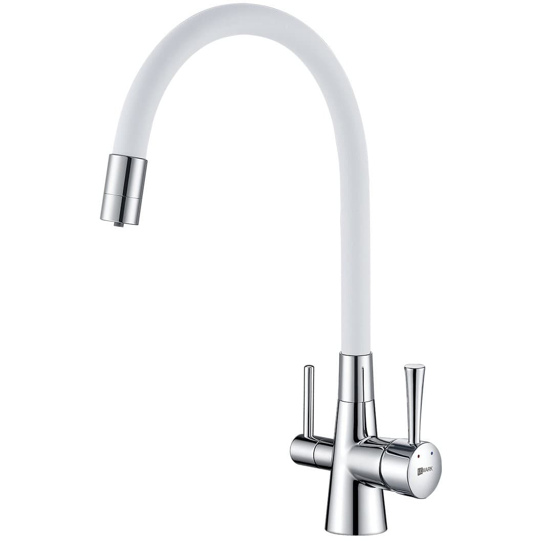 Смеситель для кухонных моек под фильтр Lemark (Лемарк) Comfort хром/белый (LM3075C-White)