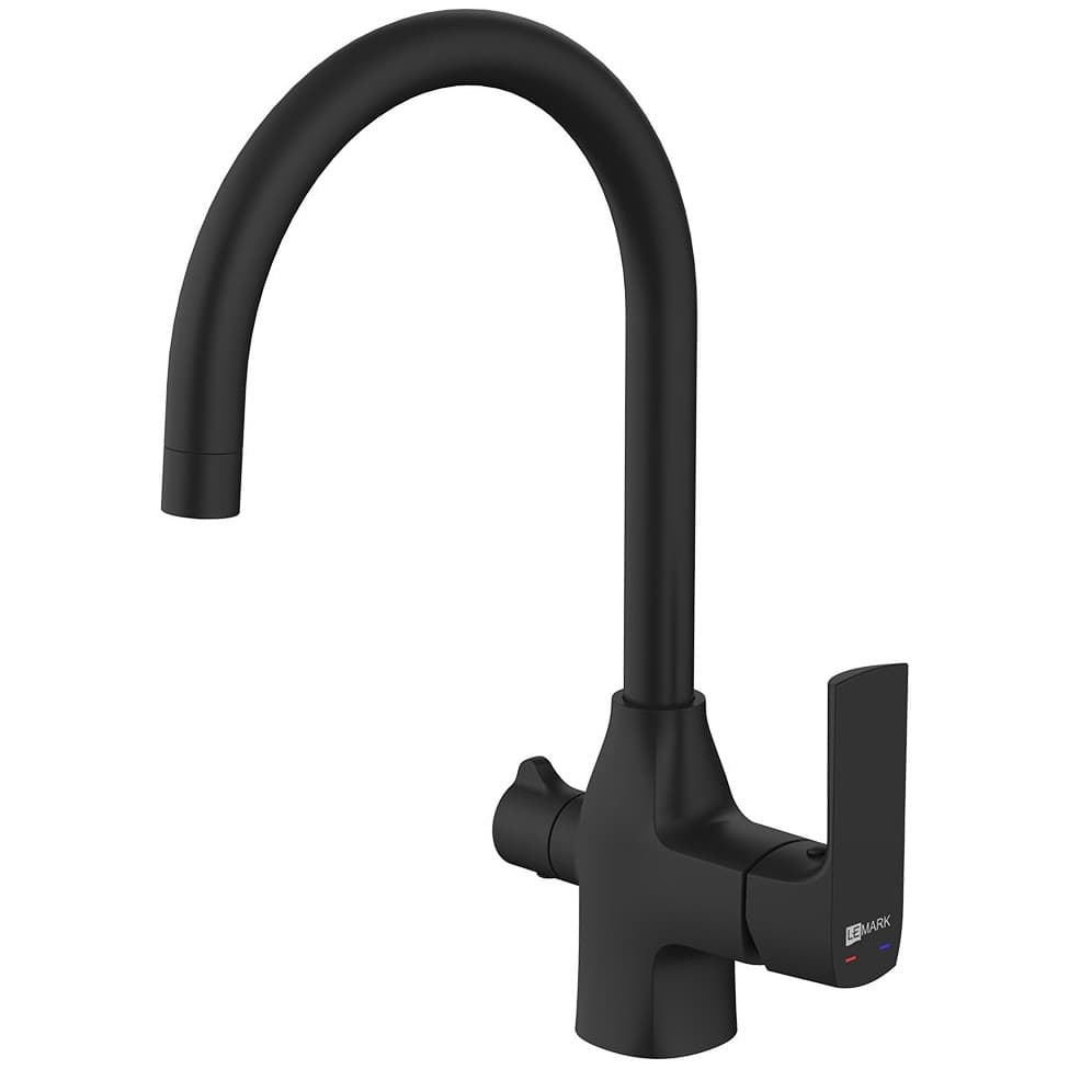 Комплект Lemark (Лемарк) смеситель LM7261BL для кухни + Фильтр BASIC для очистки воды от хлора и вредных примесей (LM7261BL085) черный