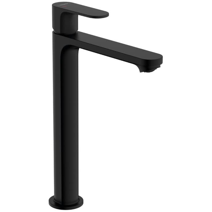 Смеситель для накладной раковины Hansgrohe (Хансгрое) Rebris S 240 CoolStart со сливным гарнитуром 72590670 черный матовый