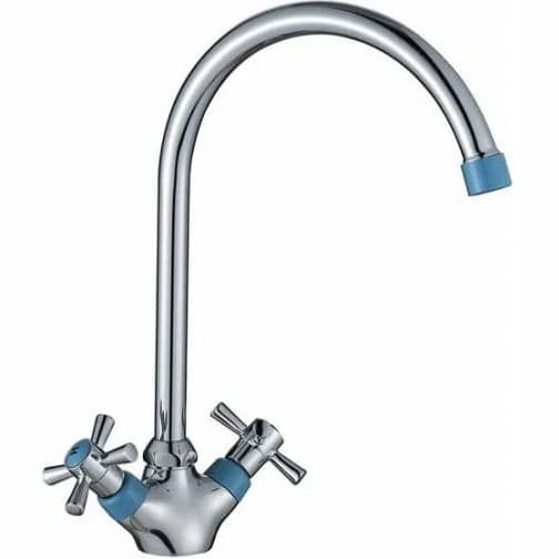 Смеситель для кухни Decoroom (Декорум) с поворотным изливом, синий/хром DR51028-Blue