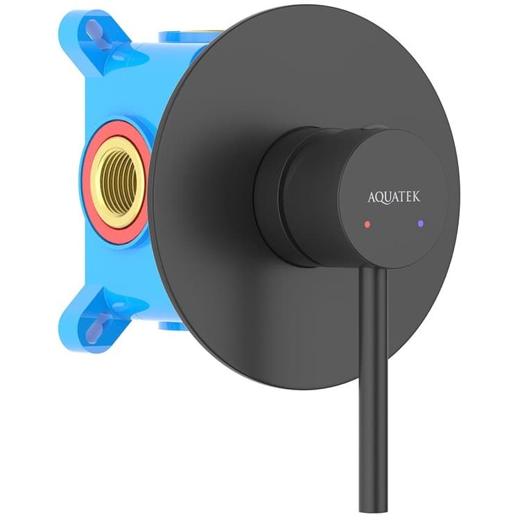 Смеситель Aquatek (Акватек) Европа для душа (внешняя и скрытая часть), матовый черный AQ1366MB