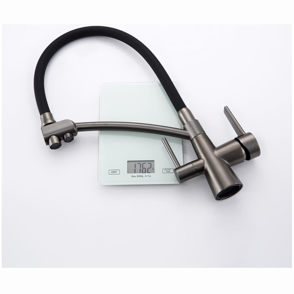 Смеситель для кухни Рагло R80 Luster графитовый R80.621.09, Raglo с подключением к фильтру съёмный гибкий излив