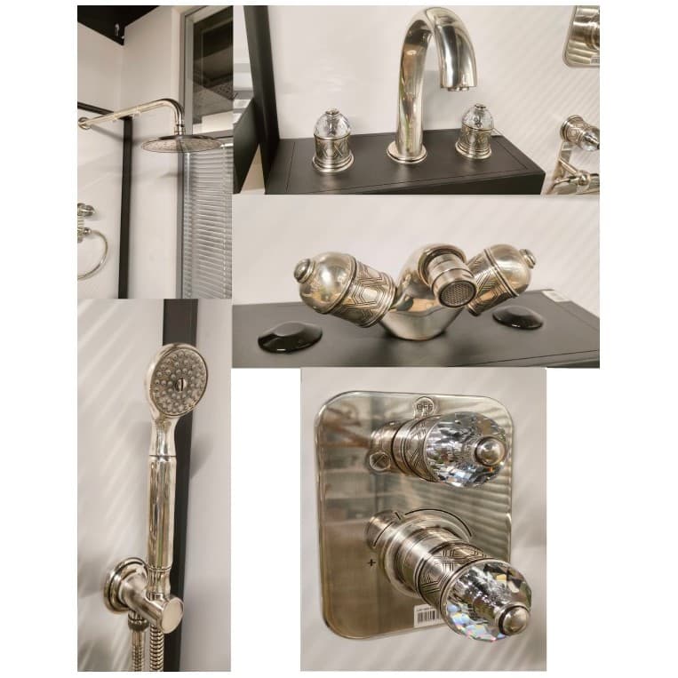 Душевой комплект ТХГ Duomo crystal античный серебро 200х200х80 мм THG Duomo Set, THG
