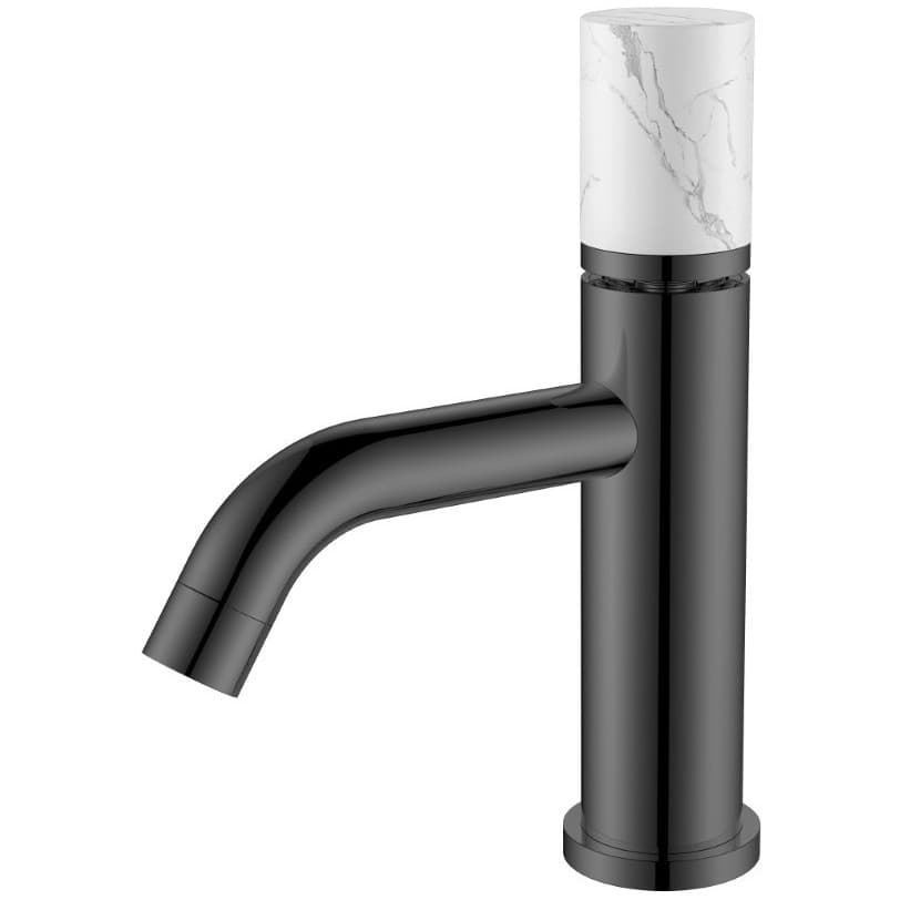 Смеситель Богеме (Boheme) Stick для умыв. низ. Shine Gun Metal Mramor WHITE Комплект 121-SGM-MR-W