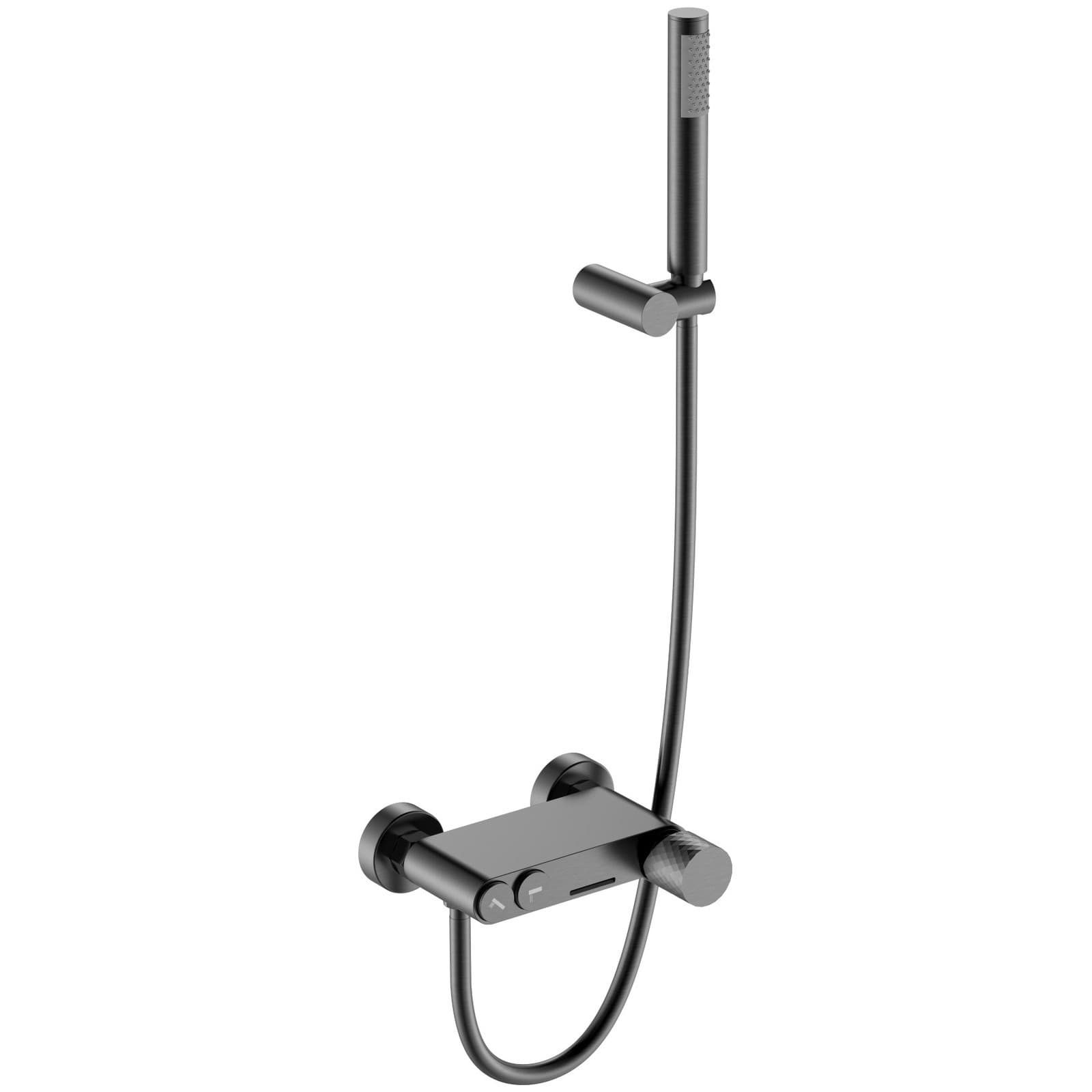 Смеситель Богеме (Boheme) Stick для ванны Gun Metall c ручкой Diamond 123-GM