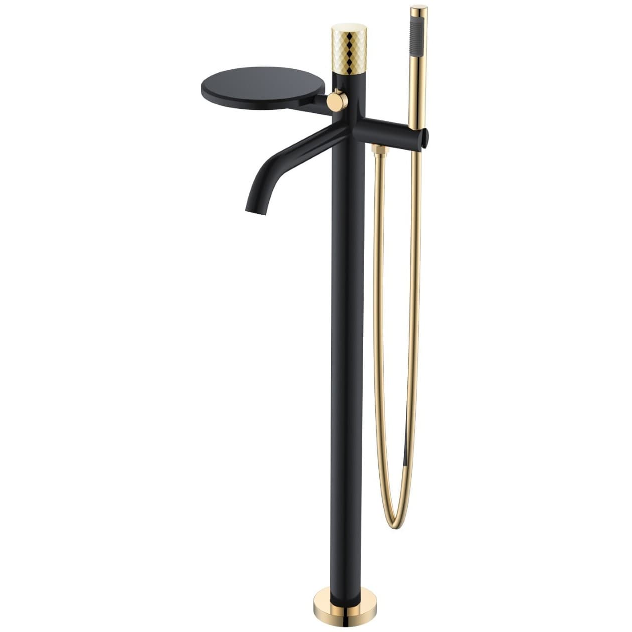 Смеситель для ванны Богеме (Boheme) Stick напольный Black Diamond Gold 129-BG