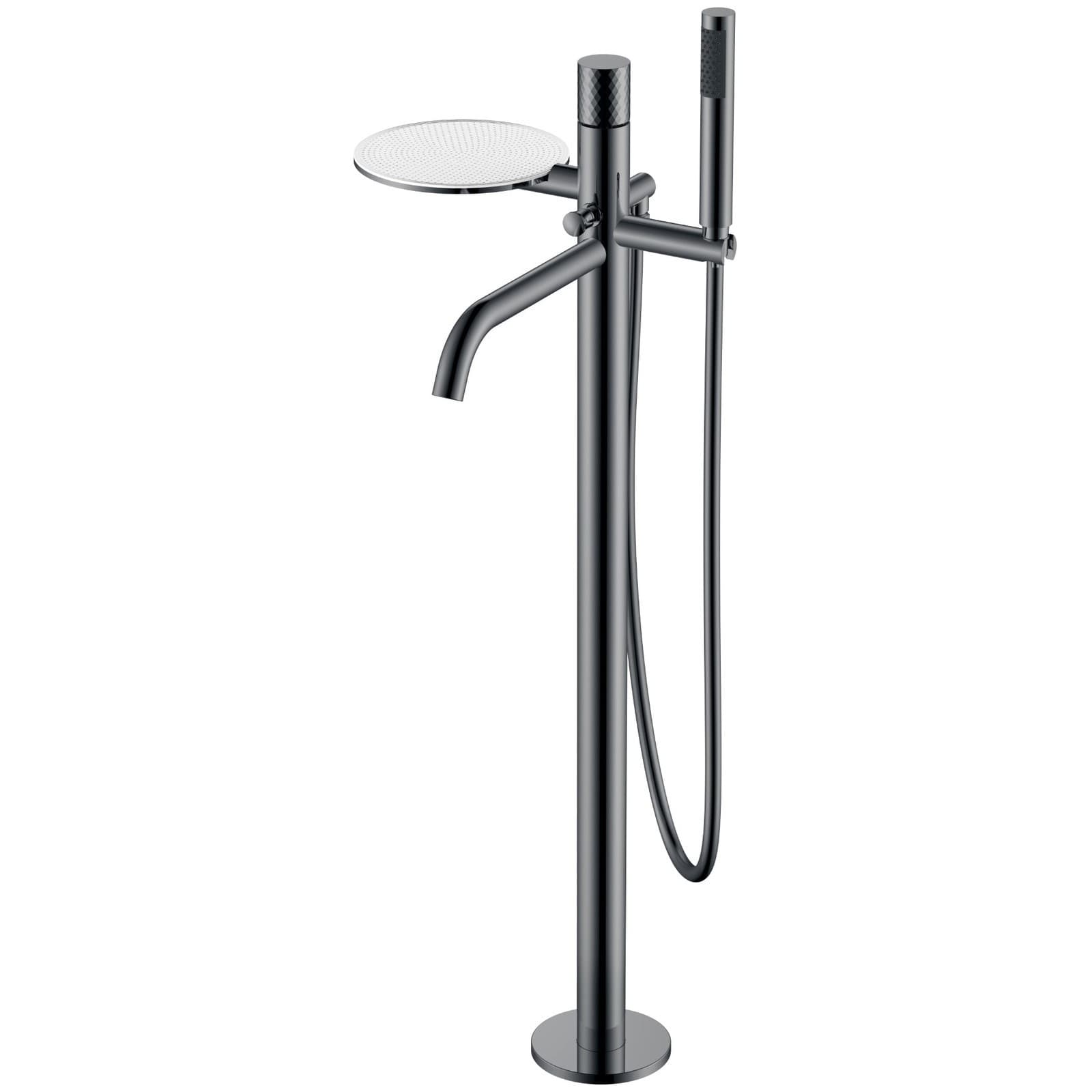 Смеситель для ванны Богеме (Boheme) Stick напольный Shine Gun Metal с ручкой Dimond 129-SGM