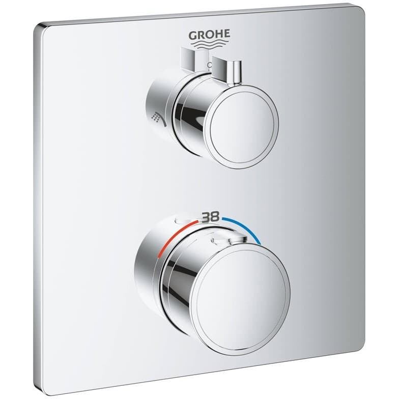 Внешняя часть термостата для душа Grohe (Гроэ) Grohtherm на 2 потребителя, квадратная, хром (24079000)