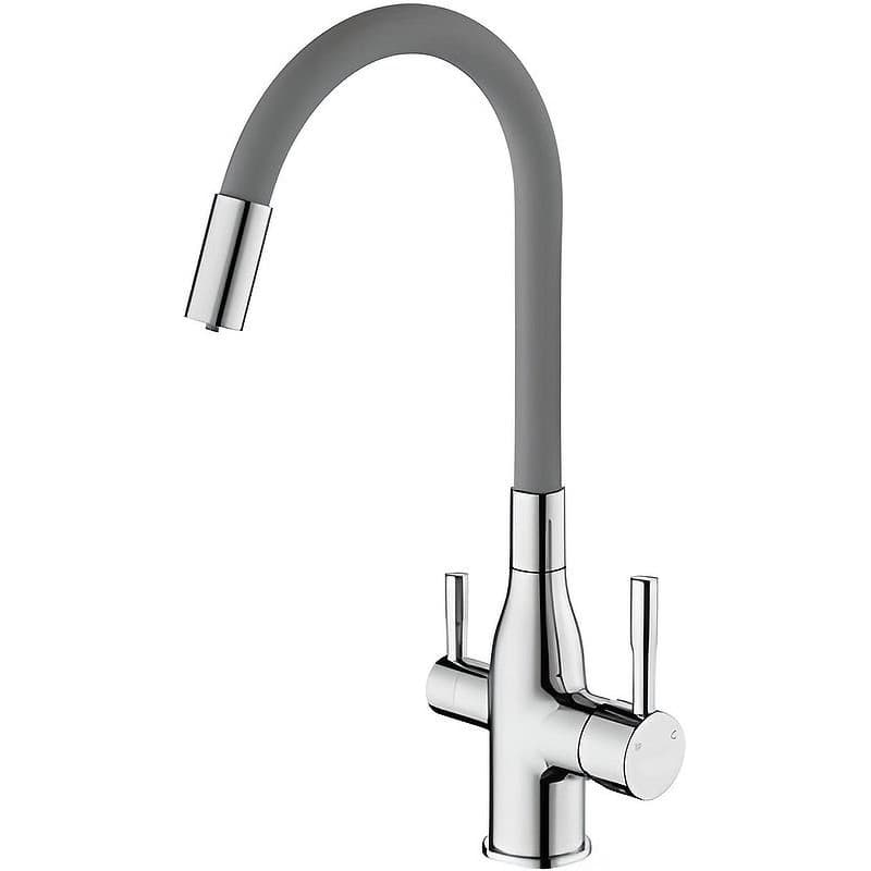 Смеситель для кухни под фильтр с гибким, поворотным изливом Frap (Фрап) F4396 хром,серый