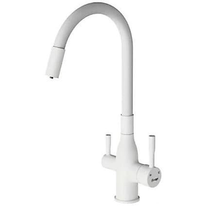 Смеситель для кухни под фильтр с гибким, поворотным изливом Frap (Фрап) F4396-8 белый