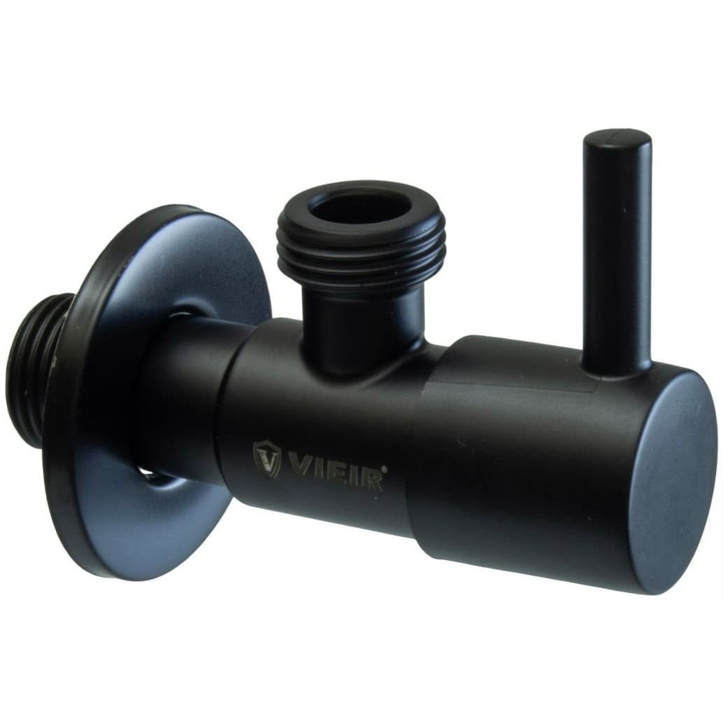 Кран угловой с отражателем Vieir (Виеир) VER69-C 1/2″ х 1/2″ нержавеющий черный круглый