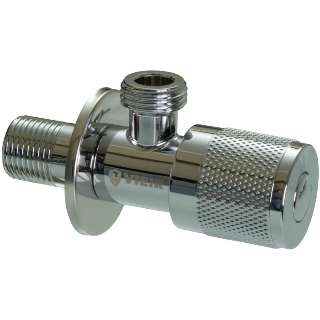 Кран угловой с отражателем Vieir (Виеир) VER73-L 1/2″ х 1/2″ нержавеющий хром круглый